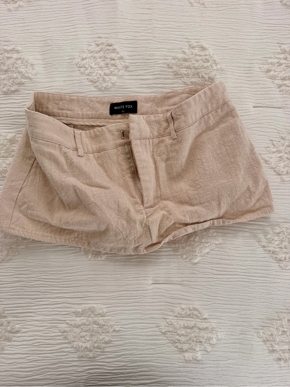 Cream Linen Blend Women's Mini Skort